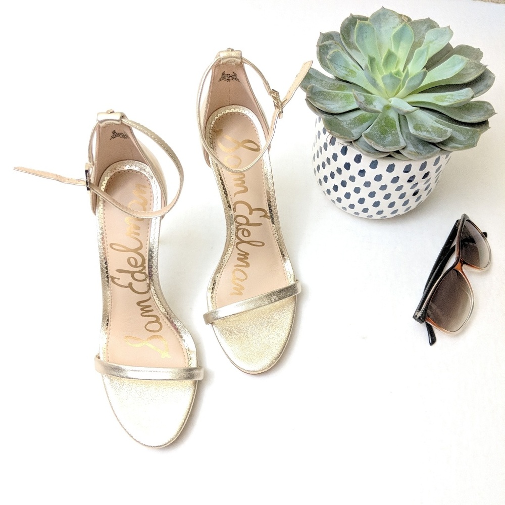 Sam Edelman Ariella Gold Ankle Strap Sandals - Picture 4 of 8